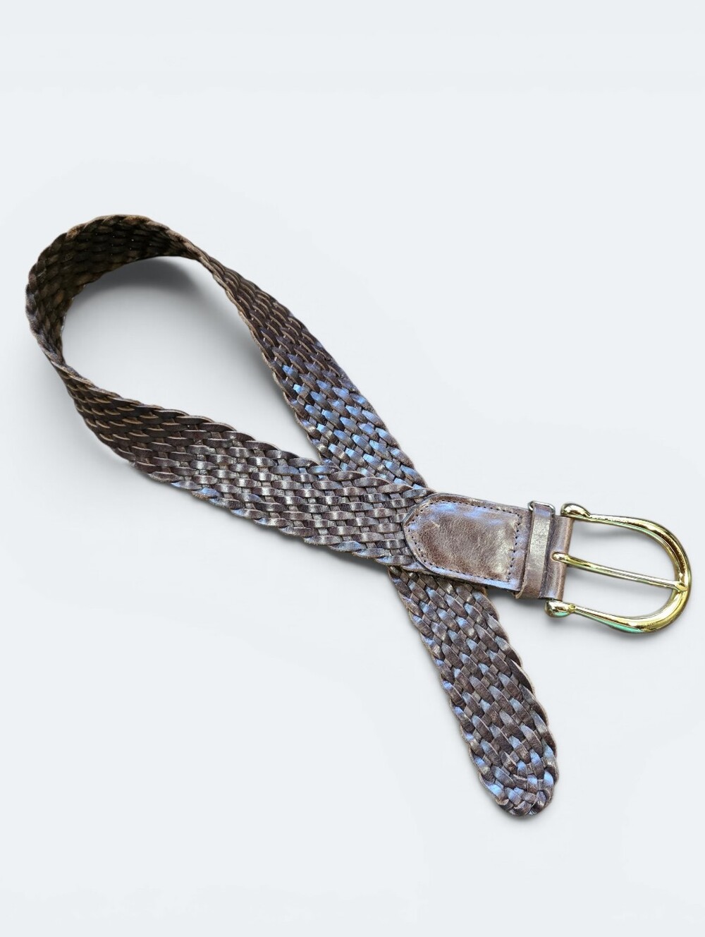 Michael Kors Braided Brown Belt with Gold Buckle Size Small
